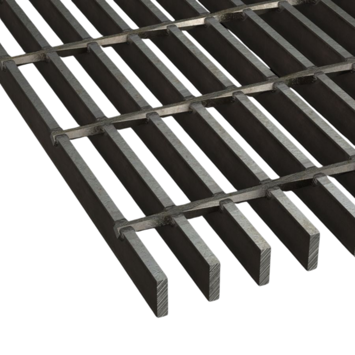 Welded steel walkway mesh - black and galvanized - plain/serrated